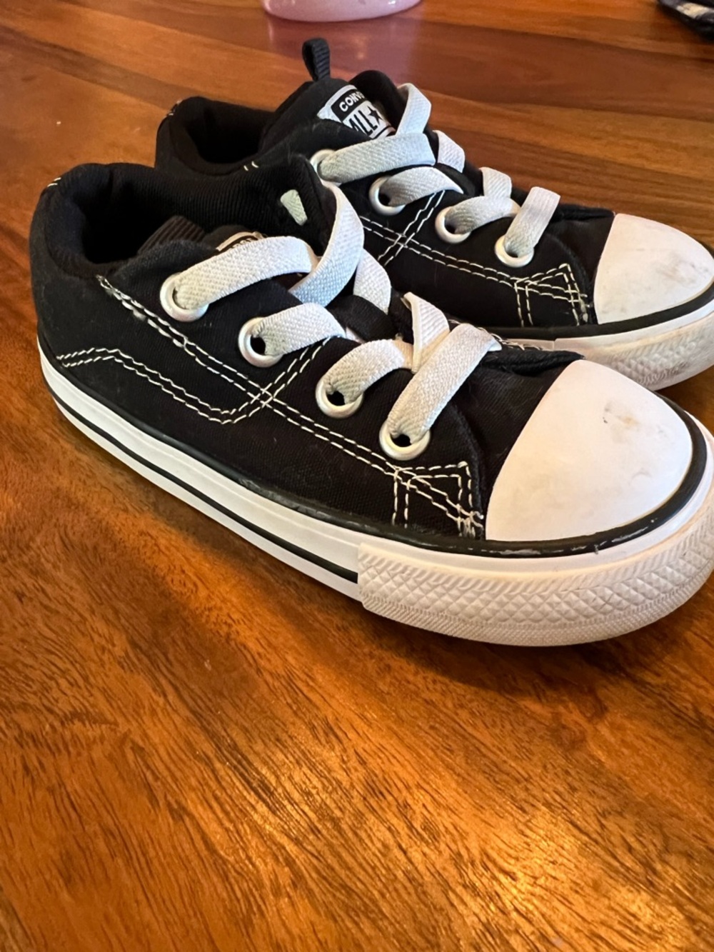 Converse Kids Black Canvas Low-Top Sneakers with White Accents